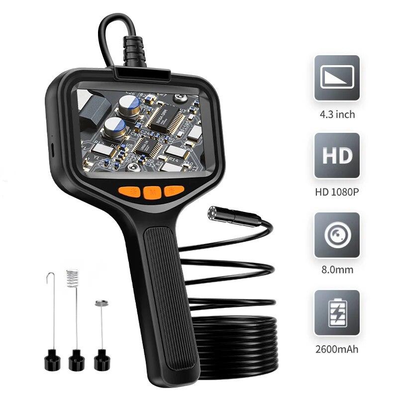 2026 New 8mm Lens Industrial Borescope Camera 1080P HD 4.3-inch LCD Digital Handheld Borescope IP67 Waterproof Pipe Sewer Inspection Camera