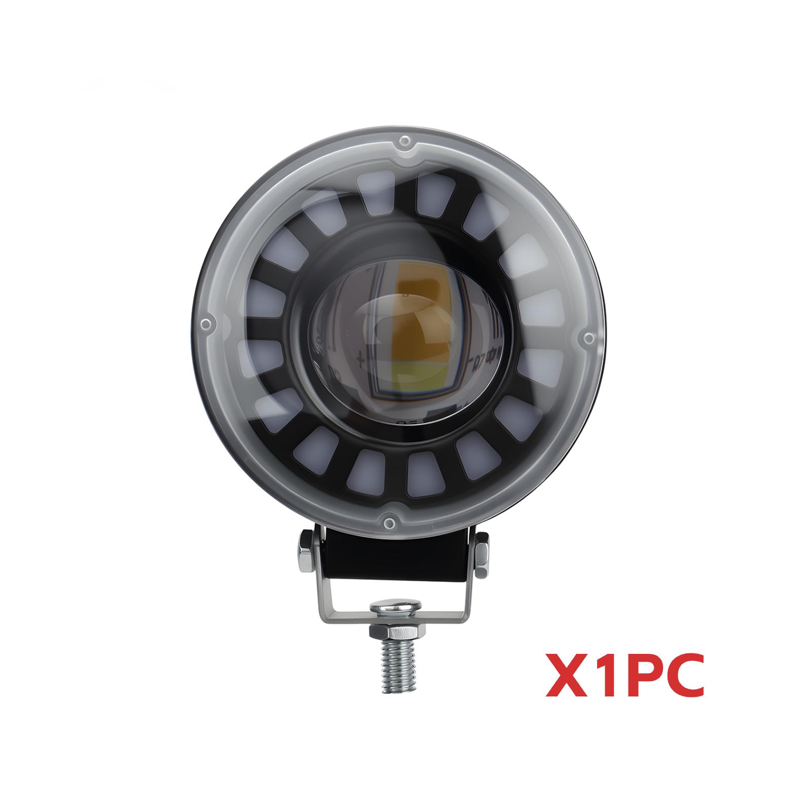 

1/2 шт. Мотоциклетная светодиодная фара-прожектор с линзой 12-24 В, регулируемый дневной ходовой огонь, RGB-апертура, свет ближнего/дальнего света для автомобиля, внедорожника, квадроцикла, UTV