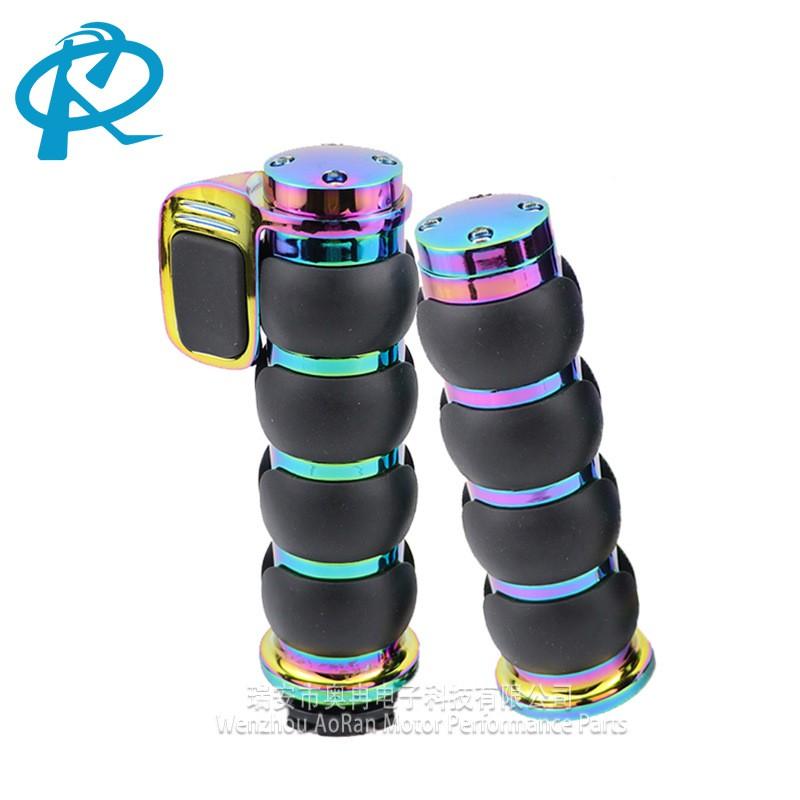 Chrome Zinc Alloy Motorcycle Handlebar Grips 22mm 25mm Retro Style Colorful Universal Fit Scooter Bike