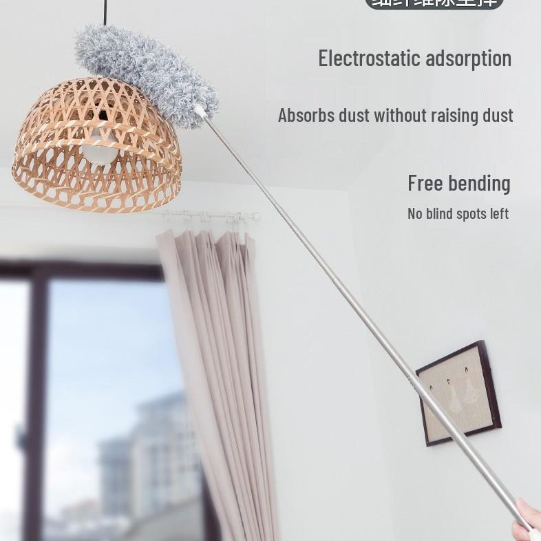 Extendable Electrostatic Chicken Feather Duster for Household Dusting