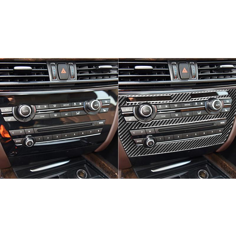 For BMW X5 X6 F15 F16 14-19 Car Styling Real Carbon Fiber Car CD Control Panel Stickers CD Panel Frame Decorations