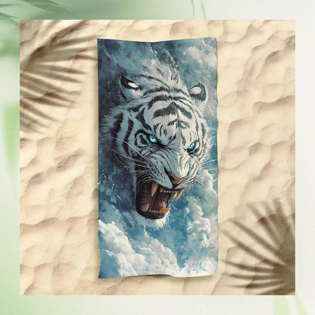 Heißer Verkauf Tiger Strandtuch Mikrofaser Digitaldruck Badetuch Kräftiges Tigerdesign Sonnenschutzschal Extra großes Handtuch für C