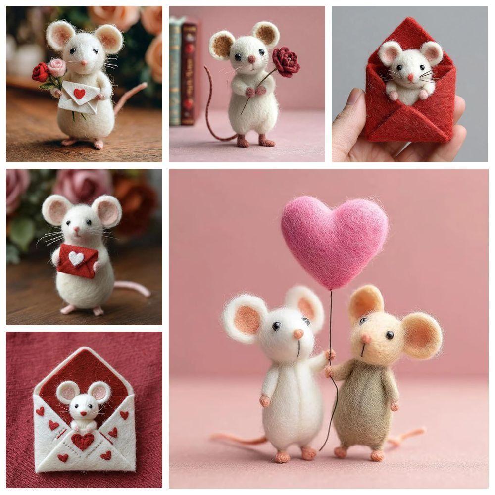 Bastelbedarf zum Nadelfilzen Nadelfilz-Maus Niedliche Maus Maus Tierfigur Heimdekoration