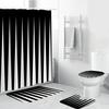 Black White Geometric Stereoscopic Fabric Shower Curtain Bathroom Curtains Set Anti-Skid Rugs Toilet Lid Cover Bath Mat Carpet
