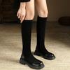 Cizme de damă toamnă și iarnă noi cizme lungi cu talpă groasă cizme elastice de cavaler cizme înalte cu toc gros de catifea retro cizme subțiri femei