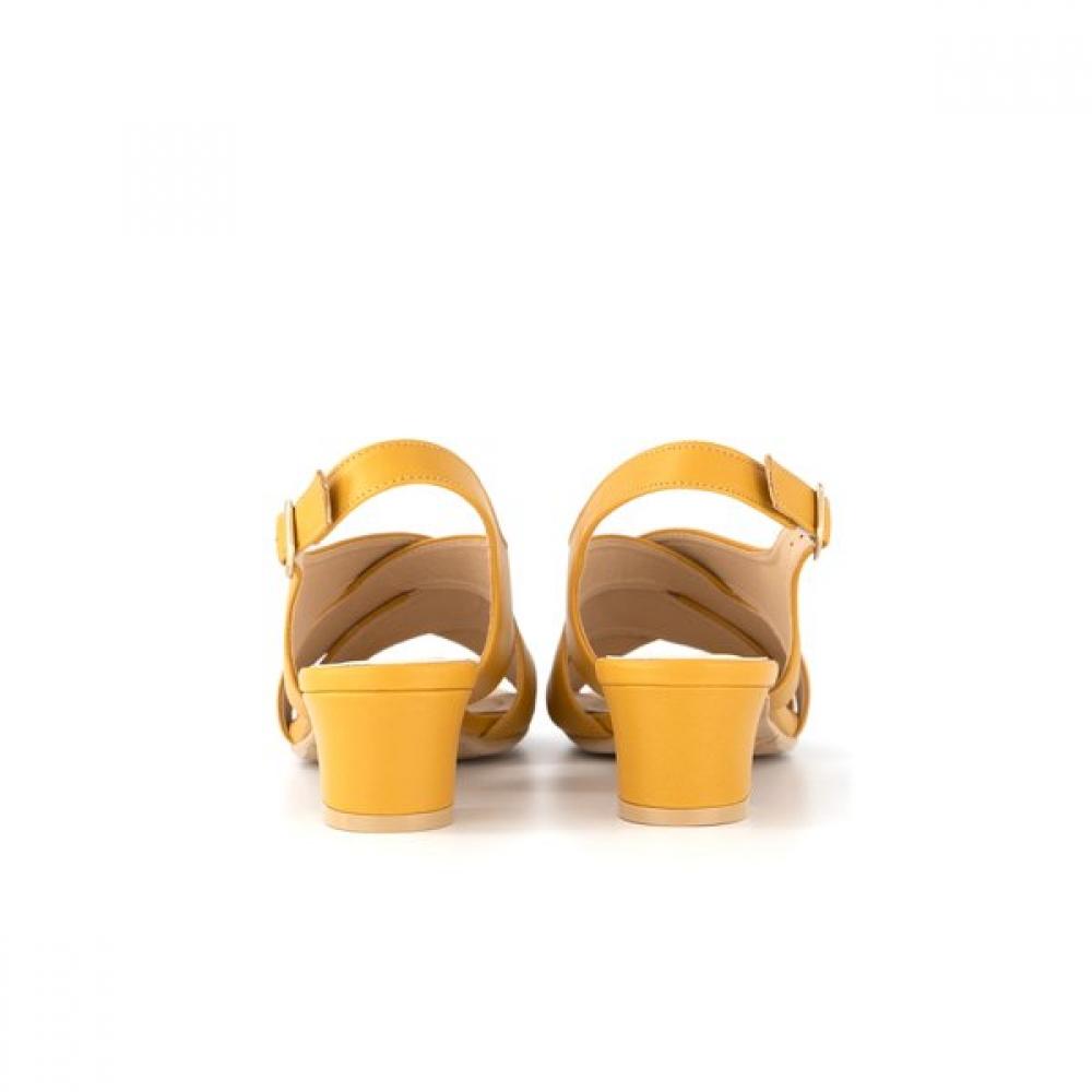 Daks 4cm Cross Leather Semi Dress Sandals Dld301 Mustard