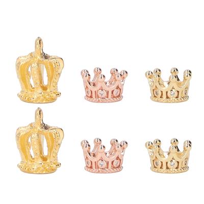 6 szt. Mini Korony Solidna Trwała Metalowa Korona Stylowy Design Jasny Kolor Wielofunkcyjna Zawieszka Korona