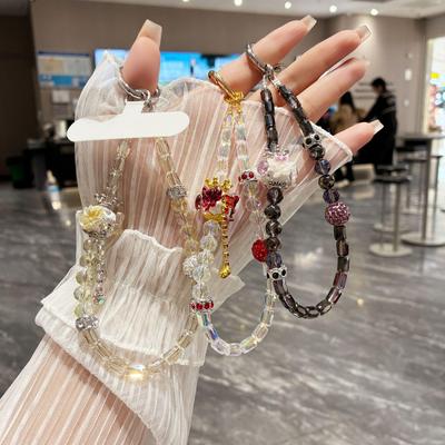Crown Tassel Phone Chain Lanyard with Wrist Charm & Short Neck Strap for Women