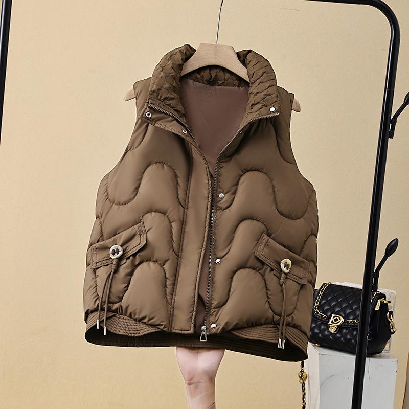Down cotton vest women's autumn and winter short new slim-fit versatile vest vest vest vest stand-up collar vest jacket
