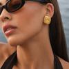 New Fashion Creative Stainless Steel 18K Gold Plated Square Stud Earrings Women Retro Spiral Striped Earrings Party Jewelry