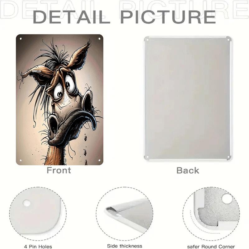 1 Piece of Fun Cartoon Donkey Head Tin Painting Plaque, Creative Home Wall Decoration, Suitable for Living Room, Bedroom, Bar, a
