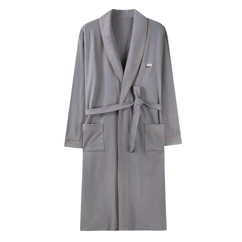 Pyjamas Herren Frühling und Herbst Baumwolle Langarm Bademäntel Herren Pyjamas Mittel und Lang Yukata Übergröße Loungewear