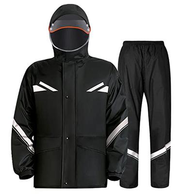 Sutekus Raincoat, Rainwear, Rain Suit, Outdoor, Top and Bottom Set, Double-Layered Mesh with Reflective Tape, Detachable Rain Gear, Breathable, Waterp