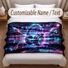 Music DJ Theme Soft Blanket Personalized Custom Name Text Print Warm Blanket Home Sofa Bedroom Decor