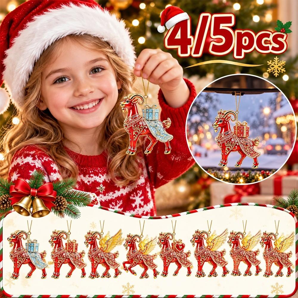 2D Flat Goat Pendant Shining Christmas Tree Ornament Animal Hanging Decoration  Shop Window Display