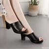 Summer Women's High-heel Slippers Fashion Versatile Soft Leather Shoes Thick Bottom Fish Mouth Slippers Comfort Ladies Sandals