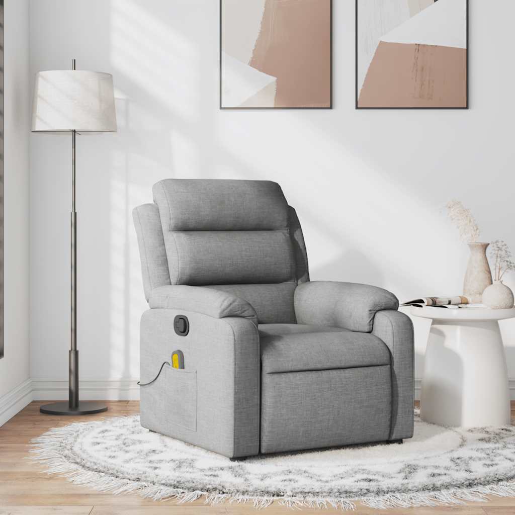 Vidaxl Foldable Massage Armchair, Light Gray, Fabric Upholstered
