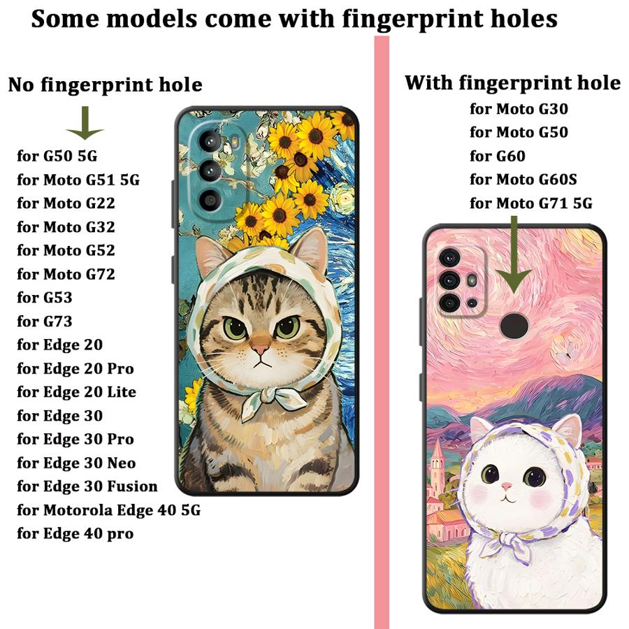 Cartoon Cute Cat Phone Cover Case for Motorola Moto G22 Edge40 G51 G73 G60s G50 Edge 20 Pro 30 Lite G53 G30 G52 G32 G71