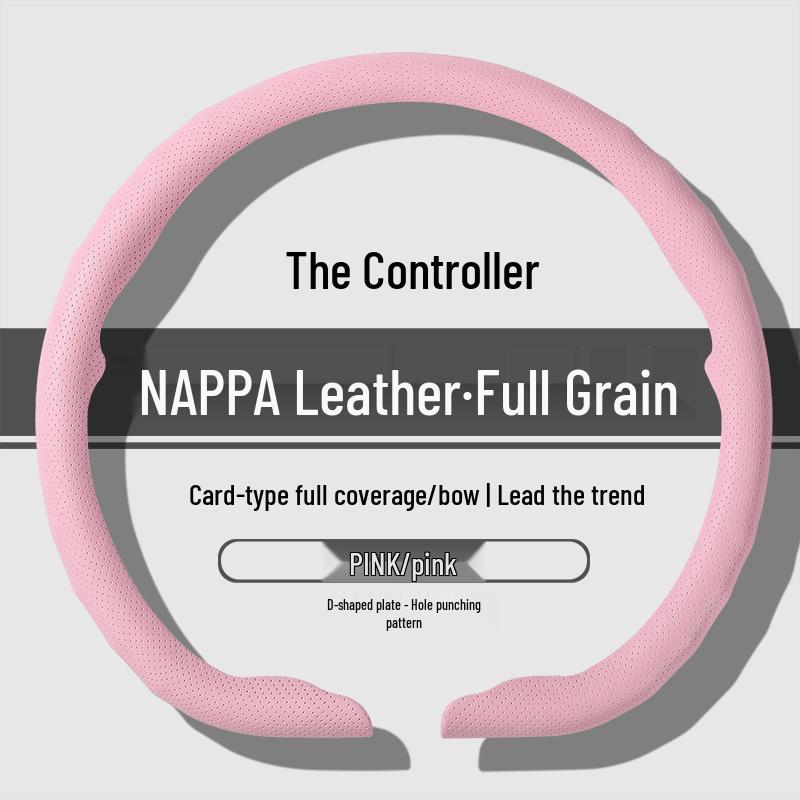 Premium Nappa Leather Steering Wheel Cover - Anti-Slip, Breathable, Ultra-Thin, All-Season