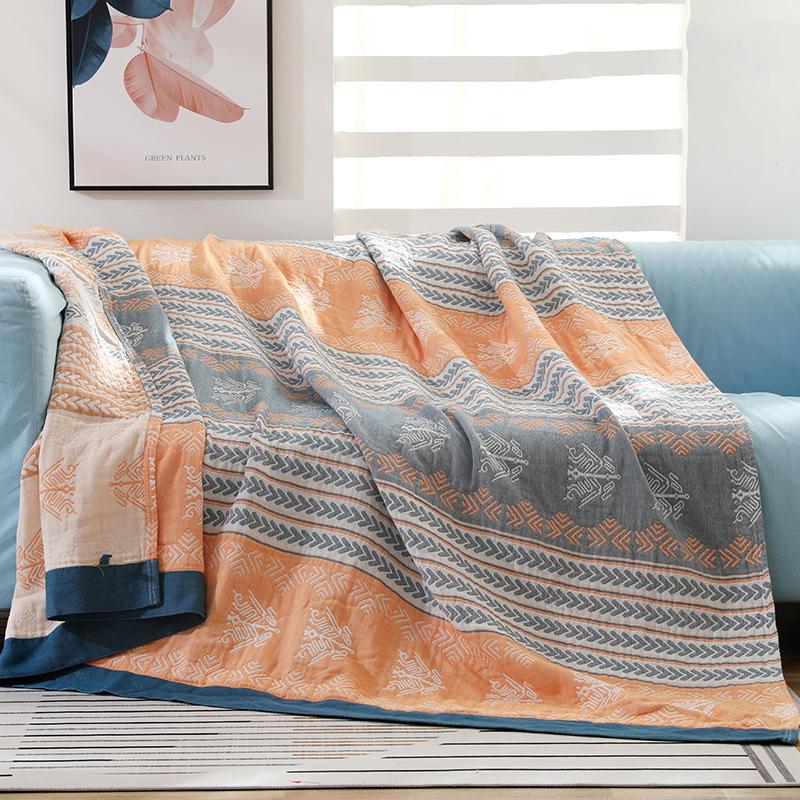 Five Layers of Cotton Gauze Summer Blanket Soft Skin Friendly Breathable Towel Blanket 100% Cotton Absorb Sweat Cooling Quilt