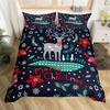 Merry Christmas Duvet Cover Cartoon Rabbit Bedding Set Reindeer Antler Quilt Cover Polyester Flowers Queen Bed Set New  Gift