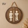 Country Style Decor Wooden Restroom Signs, Men's And Women's Wall Half Toilet Natural Wood Plaque Bathroom Sign, Rustic Art Hanging Signs Farmhouse