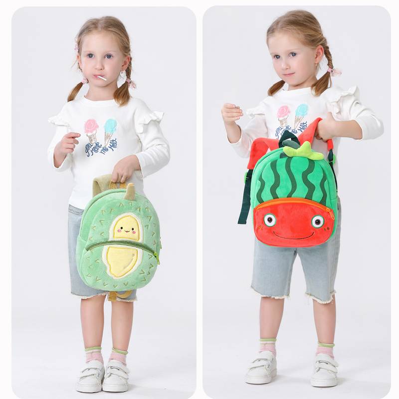 Childrens Fashion Backpack Cute Cartoon Plush Fruit Shape Bag Kindergarten