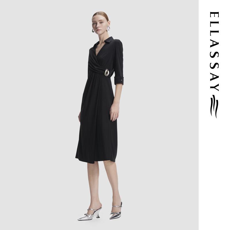 ELLASSAY V-Neck Triacetate Blend Midi Dress
