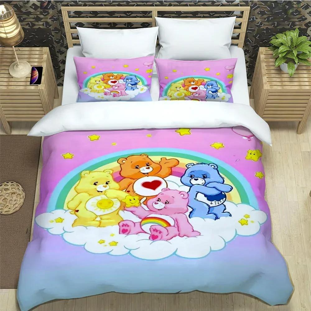 Exquisite 3D Care Bears Wallpaper Cartoon Printing Bedding Set Duvet Cover Comforter Bed Adult Youth Girl Boy Gift
