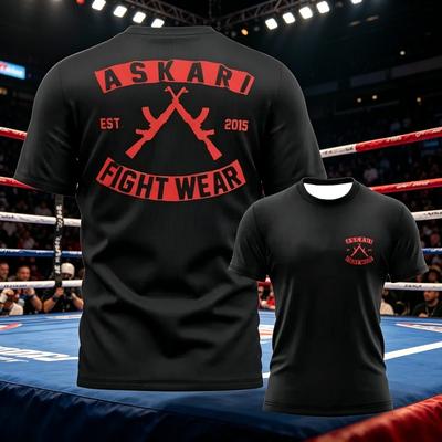 ASKARI Fight Wear T-Shirt Uomo MMA Boxe Allenamento Tee Streetwear Stampa Gotica Abbigliamento Sportivo Manica Corta Palestra Allenamento Top Unisex