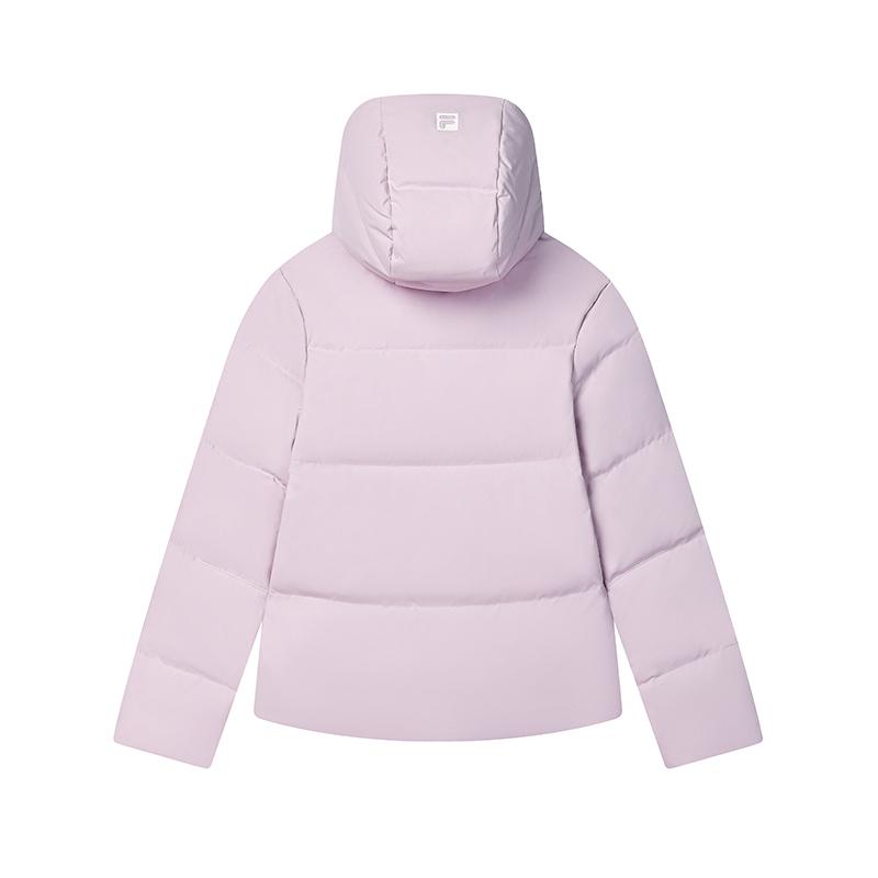 Fila Solid Color Simple Warm Versatile Casual Hooded Puffer Jacket Women Outerwear Dark-Pink F51W449902FPK