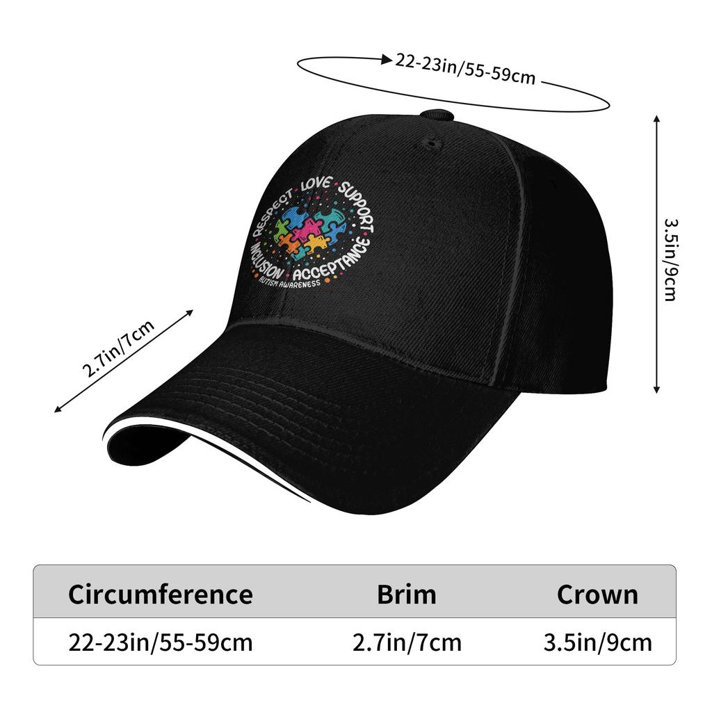 Autism Awareness Respect Love Support Blue Autism Casual Baseball Cap  Running Hippie Trucker Hat Spring Fashion Baseball Caps