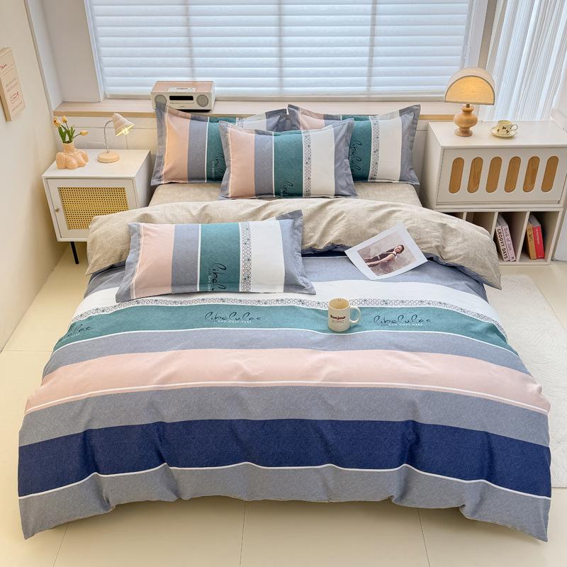 Skin-friendly Cotton Plant Cashmere Thickened Sanded Four-piece Bedding Set Dormitory Three-piece Set Bed Sheet Quilt Cover