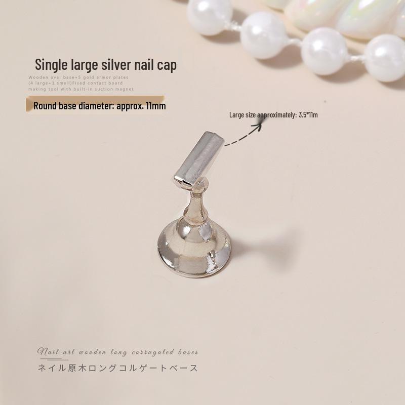 Minimalist Wooden Nail Art Practice Base Wearable Metal Finger Holder