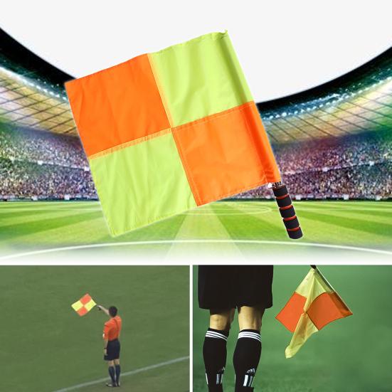 1 Pair Referee Flag Exquisite Easy To Use Stainless Steel Tube Soccer Judge Linesman Flag Football Referee Tool