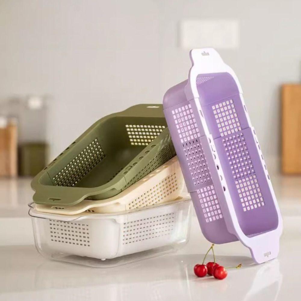 Extendable Vegetable Fruit Drainer Collapsible Storage Wash Drainer Basket For Home Use