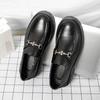 British Style Metal Buckle Design Loafers Handmade Casual Leather Footwear Male Business Outdoor Soft Middle Heeled Leather Shoe
