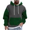 Men's Checked Casual Hooded Drawstring Hoodie Pullover