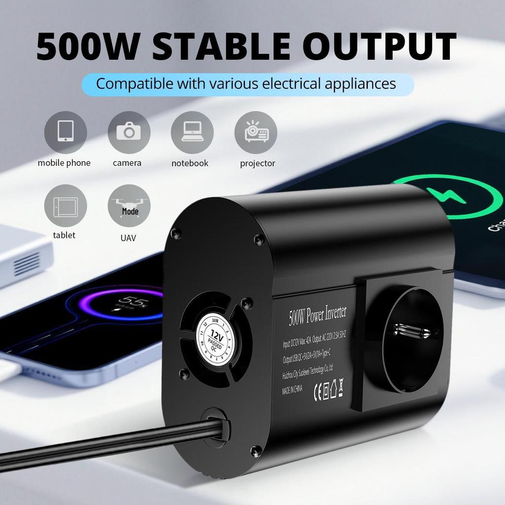 European Standard Modified Sine Wave Inverter 300/500W, Car Power Converter 12V to 220V