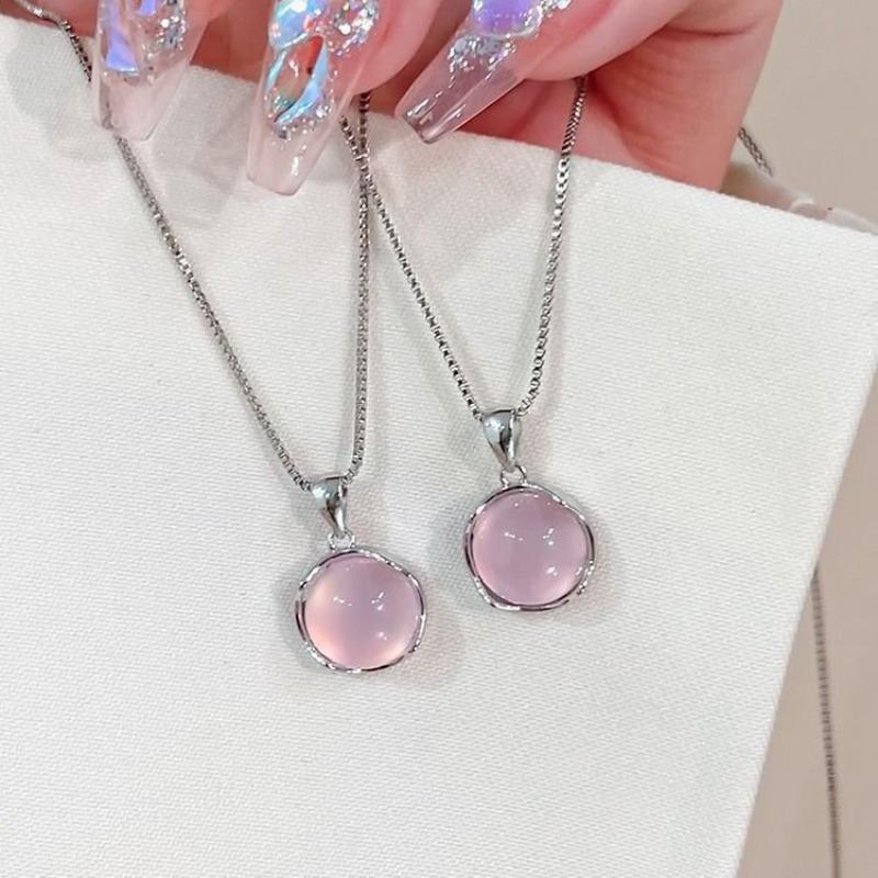 Necklace Female Niche Design High-end Temperament Simple Clavicle Chain Versatile Simple Neck Chain Sweet Powder Crystal
