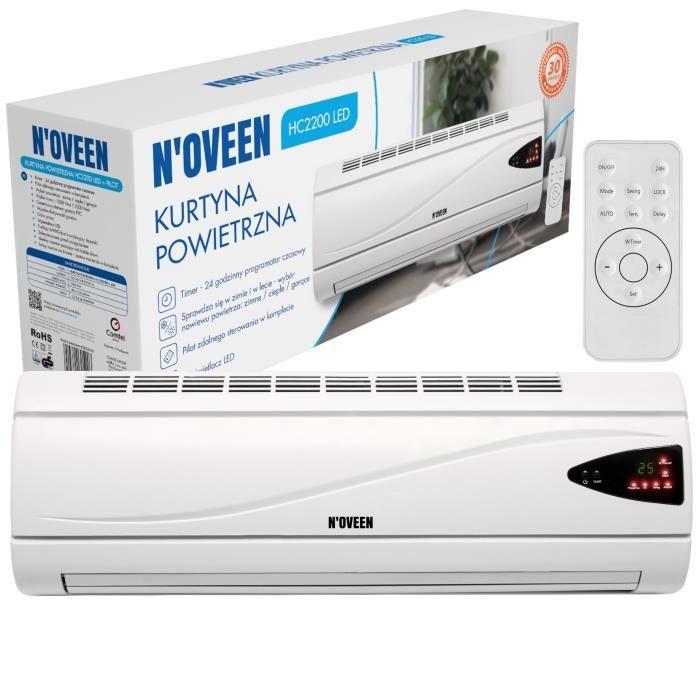 Rideau D'air Électrique N’OVEEN HC2200 LED - 2000W - 120 M3/h - Blanc