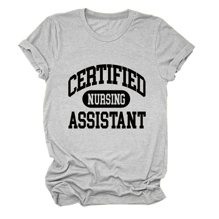 Certified nursing new short-sleeved women's fashion T-shirt large size