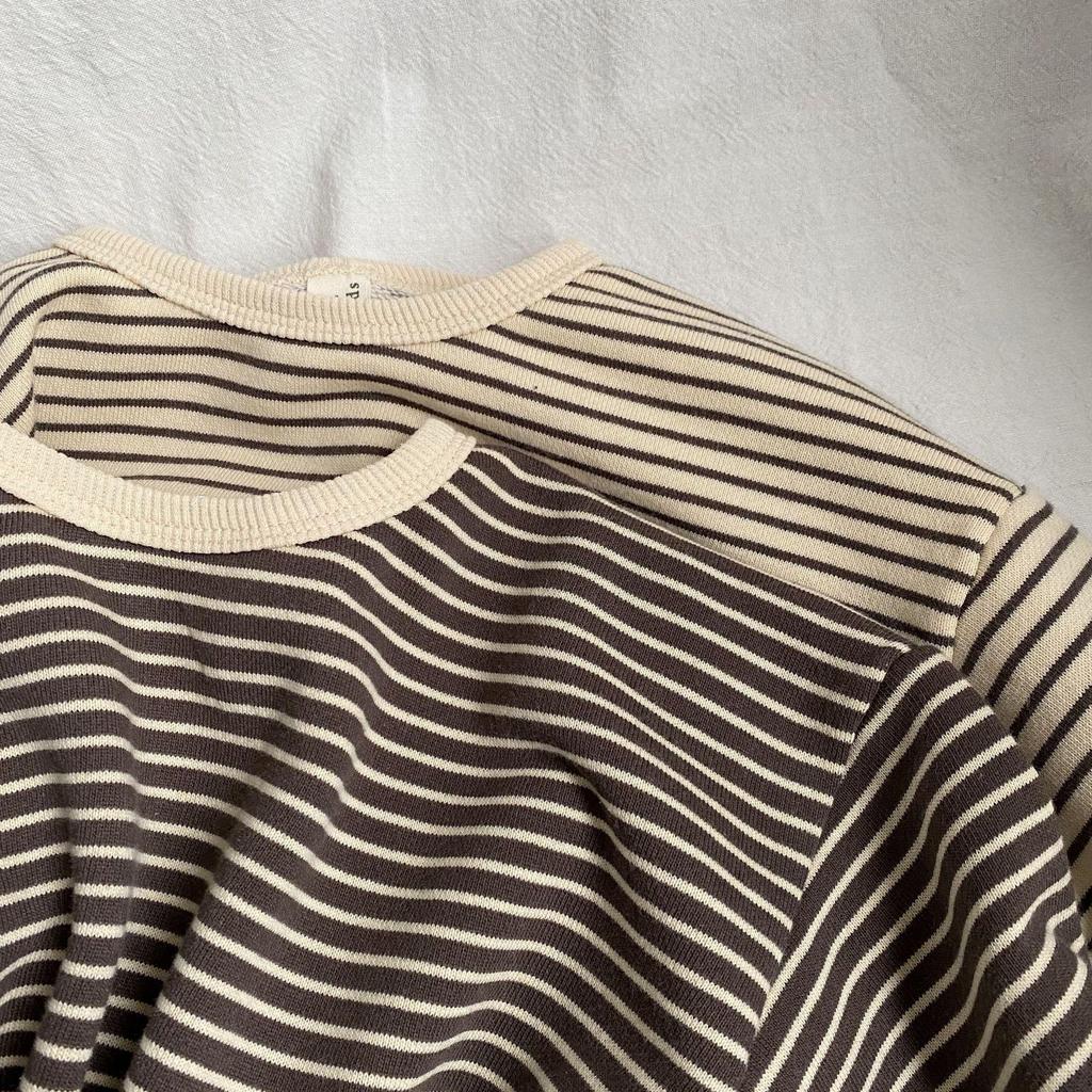 Korean Style Kids' Unisex Striped Trim Hoodie - Loose Fit Long Sleeve Pullover