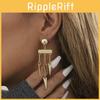 Fashionable Women's Alloy Geometric Tassel Earrings Chic Asymmetric Gold Finish