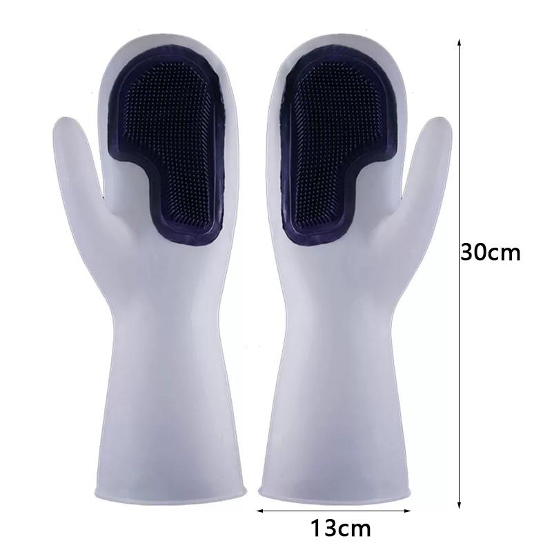 Dishwashing Cleaning Gloves Magic Silicone Rubber Dish Washing Gloves for Household Sponge Scrubber Kitchen Cleaning Tools