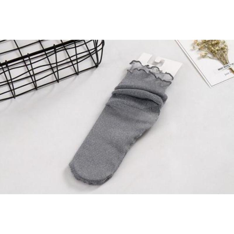 See Through Transparent Women Socks Colorful Star Summer Ultra-thin Nylon Loose Long Socks Women Sweet Girls Mesh Lace Socks Sox