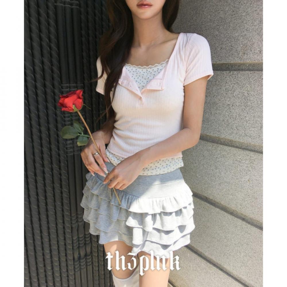 The Pink Women Layered Flower Tank Tee Mpn