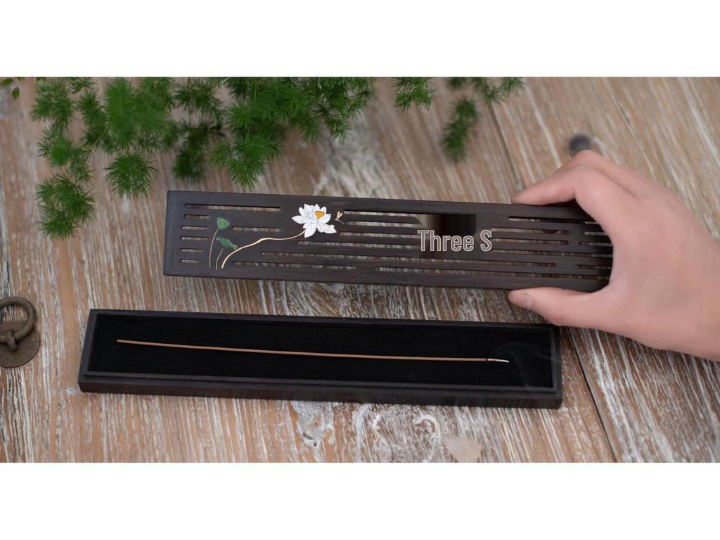 Lotus Rhyme Purple Black Sandalwood Incense Holder Gift Set - Four-Piece Wooden Business Ceremony Souvenir.