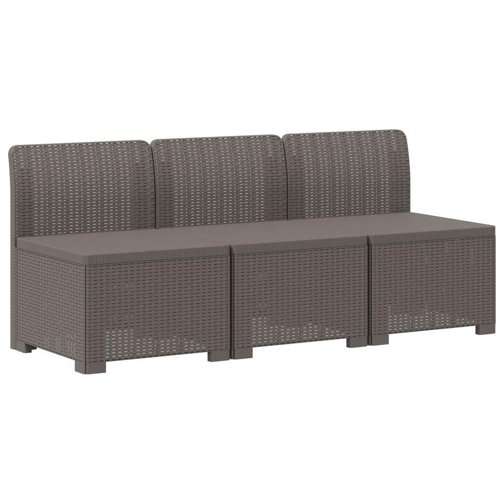 3 Seater Garden Sofa with Cushions Rattan Look PP Light Grey