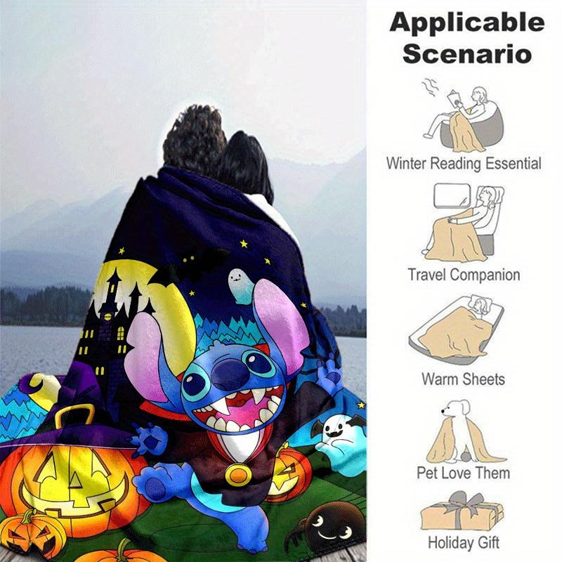 1pz Coperta con Stampa Stitch - Morbida, Coperta per Tutte le Stagioni per Soggiorno, Camera da Letto, Regalo Personalizzato con Adorabile Design Cartoon